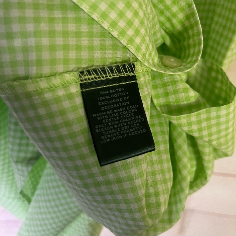 Lauren Ralph Lauren Cotton Gingham Green White Sleeveless Dress Large - Picture 4 of 6